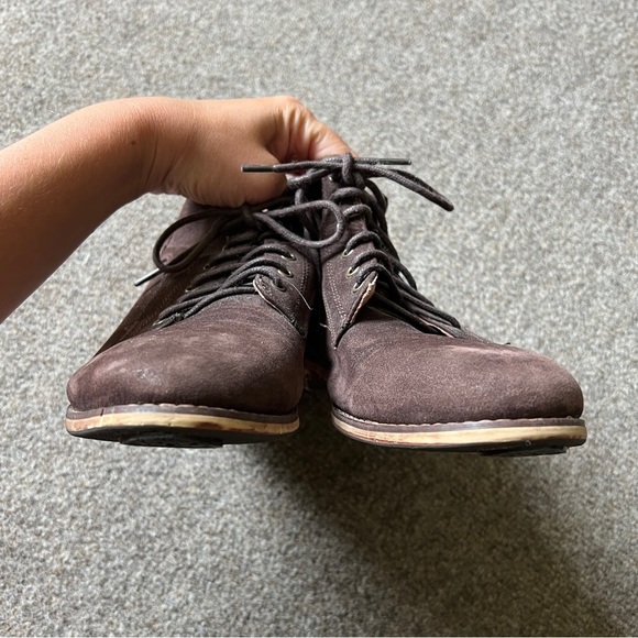 BDG Urban Outfitters Brown Suede Lace Up Ankle Boots Wooden Sole Womens Size 8.5 - Picture 6 of 12